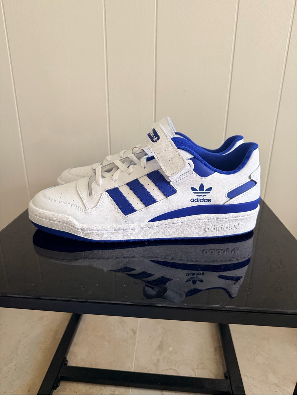 adidas Men White and Blue Low-Top Sneakers with Strap